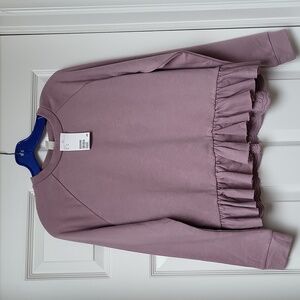 H&M Pink Ruffle Sweatshirt with Embroidery Size Small, New With Tags